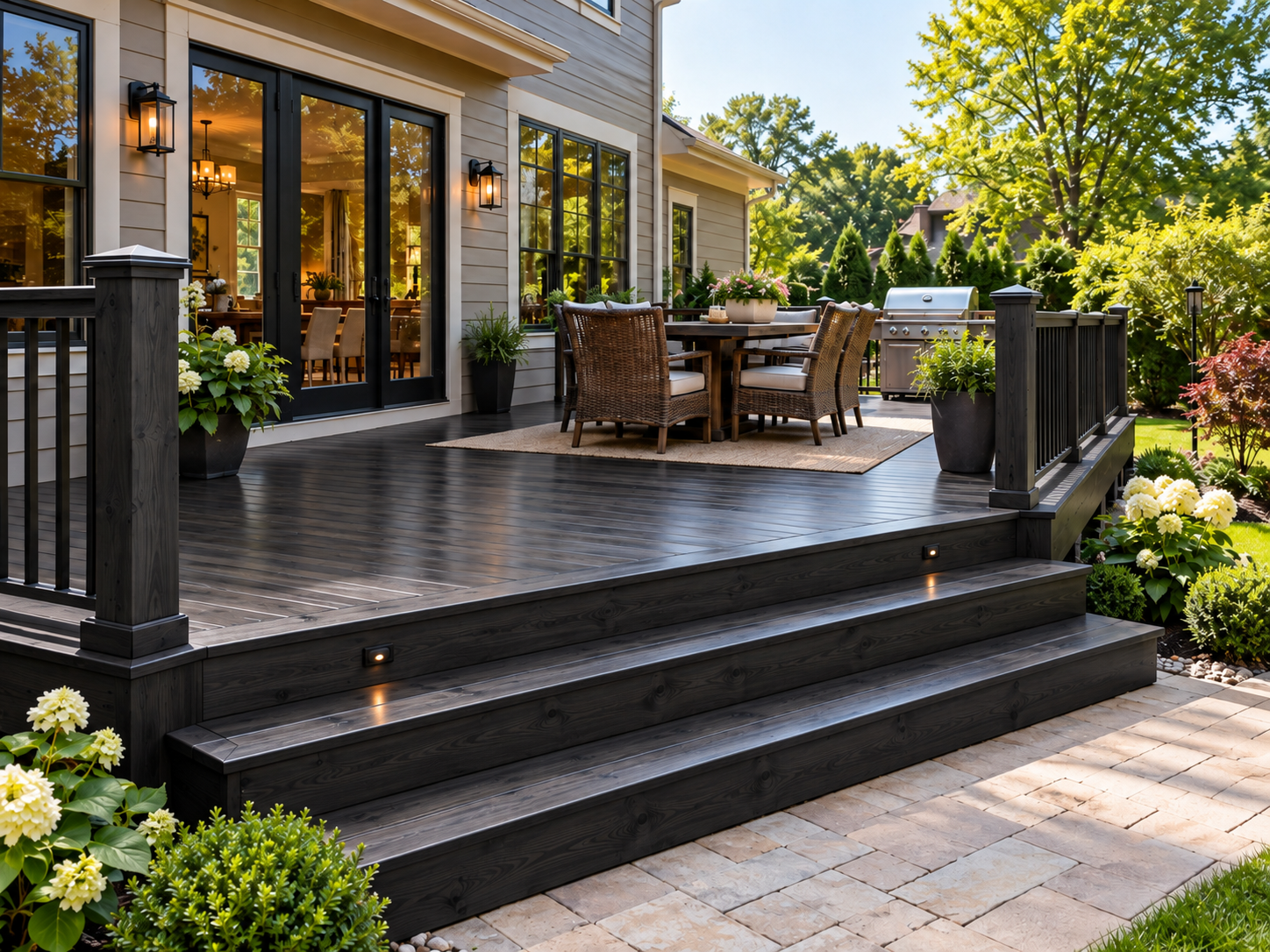 Deck after professional staining by A1 Painting